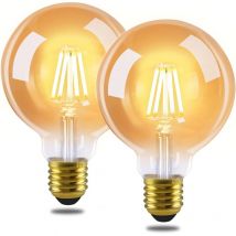 2 pcs Ampoules LED E27 Style Vintage - Ampoule G80 Edison Light Bulb, 2700K, 4W, Lampe à Incandescence Blanc Chaud, Ampoule à Filament Rétro en Verre