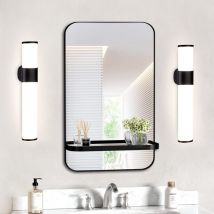 Gbly - Set di 2 luci a led per specchio da bagno - Lampada da parete per bagno nera da 6W 30 cm Impermeabile IP44 Lampada da bagno moderna a parete
