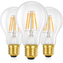 Gbly - 3 bombillas led E27 Vintage Edison A60 4W 2700K, luz cálida, filamento retro, ahorro de energía para el hogar, cafetería y bar - No regulable