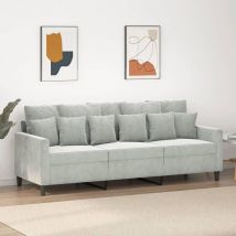 Gbly - 3-sitzer-sofa Hellgrau 180 Cm Samt