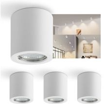GBLY 4x Aufbauspot weiß Aufbaustrahler rund: Deckenspots GU10 Spots Deckenleuchte Aufputz 230V aus Gips Aufbauleuchte klein Deckenlampe Max.40W für
