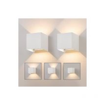 Aplique led Lámpara Blanca para Exteriores - 2 Piezas Iluminación Exterior Arriba Abajo Foco de Pared Interior de 5 w Ip65 Lámpara de Pasillo