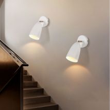 GBLY Applique Murale d'intérieur Blanc - Lot de 2 Appliques Murales Vintage Chambre à Coucher Spots Muraux GU10 Lampe de Couloir Cuisine Applique
