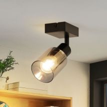 Applique murale vintage 1 flamme : lampe murale rétro noire industrielle lampe de plafond E14 Spot de plafond couloir en verre pivotant 350°