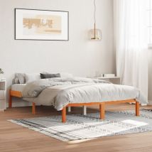 Cadre de lit sans matelas cire marron 140x190cm bois pin massif - Gbly