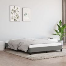 Gbly - Cadre de lit sans matelas gris foncé 140x190 cm tissu