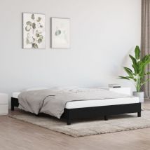 Cadre de lit sans matelas noir 140x190 cm tissu - Gbly