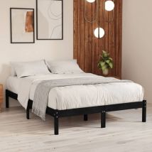 Gbly - Cadre de lit sans matelas noir bois massif 140x190 cm