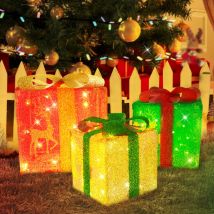 Coffret Cadeau led Décoration de Noël : lot de 3 boîtes de Noël avec télécommande éclairage de Noël intérieur décoration d'hiver 50 led éclairage