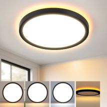 Gbly - Deckenlampe led Deckenleuchte Flach - Schlafzimmerlampe 22CM Badezimmerlampe 18W Küchenlampe Schlafzimmer Schwarz Deckenbeleuchtung Flurlampe