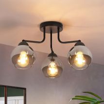 Gbly - Deckenleuchte Glas Deckenlampe Schwarz: Vintage Küchenlampe Decke 3 flammig Industrial Flurlampe E27 Fassung Kugel Deckenbeleuchtung rund für