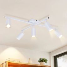 Deckenleuchte Weiß Led Deckenstrahler Gu10: Spots Deckenlampe 5 Flammig Modern Deckenspots Wohnzimmer 330°schwenkbar Küchenlampe Industrial 