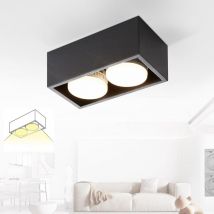 Gbly - Deckenspots led Aufbauspot - Schwarz Aufbaustrahler mit 2 Flammig Schwenkbar Deckenstrahler Warmweiß Aufbauleuchte Modern 2x5W GX53 Eckig