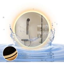 GBLY Espejo de baño con iluminación - Espejo de baño redondo de 50 cm Espejo de baño Espejo de pared LED con interruptor táctil y función antivaho