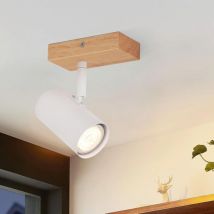 Gbly - Faretto da soffitto con 1 spot, lampada da soffitto in legno - lampada da soffitto per corridoio, moderna in metallo bianco, portalampada GU10