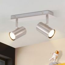 Faretto da soffitto led con 2 lampade GU10 - Faretto da soffitto in nichel orientabile a 330°, moderna lampada da soffitto per interni, senza