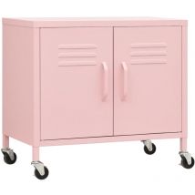 GBLY – Lagerschrank Rosa – 60 x 35 x 56 cm – Stahl – 4 Rollen mit Bremsen – verstellbarer Einlegeboden