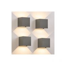 Lampada da parete a led per esterni grigio - 4 pezzi su giù Luce esterna 5W Faretto da parete interna Ip65 impermeabile Corridoio Lampada per scale