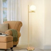 Gbly - Lampadaire Salon Moderne Lampadaire industriel doré avec interrupteur à pied Métal Design en verre blanc Lampe de sol E27 Vintage Câble 2M