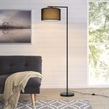 Lampadaire salon noir lampadaire : lampadaire tissu design moderne lampe à arc décorative douille E27 lampe de lecture max 40W lampe de salon avec