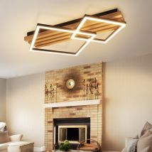 ZMH - gbly Lámpara de techo led de madera, regulable en intensidad: lámpara de dormitorio de 55 cm, angular, moderna, de diseño geométrico, 36 w,