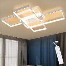 Lámpara de Techo Regulable, 100x70x8cm, 3 Plafones led Blancos Modernos Cuadrados con Mando a Distancia, 88W Lámpara de Techo Acrílica de Iluminación