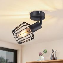 Lampe de plafond E14, spot de plafond pivotant - spot de plafond 1 lumière en métal, lampe de couloir industrielle pivotante à 350°, applique murale