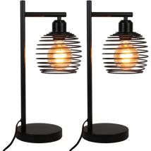Lampe de table, design rétro industriel, éclairage salon & chamber, lampe de chevet, douille E27, noir, sans ampoule - 2ER - Gbly