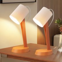 Lampe de table , lampe de chevet avec câble - Set de 2 lampes de table, petite lampe orange E14, lampes de table modernes de style campagnard pour
