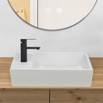 GBLY Lavabo sobre encimera en blanco de cerámica - Lavabo izquierdo 40 × 22 × 10 cmModerno lavabo suspendido Grifo para WC de invitados