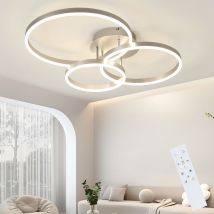 Led Deckenlampe Deckenleuchte Wohnzimmer - Wohnzimmerlampe Dimmbar 82cm Modern Design Gold 74w Schlafzimmerlampe Mit Fernbedienung 3 Ring Aus Acryl 