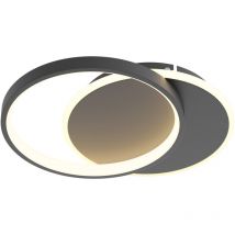 Led Deckenleuchte Dimmbar Deckenleuchte Wohnzimmer mit Fernbedienung Moderne Schlafzimmer Design Flach mit 2 Runden Ring Wohnzimmer Lampe für Küche