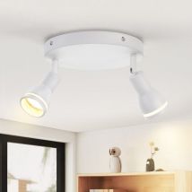 Gbly - Lámpara de Techo Blanca: 2 Focos de Techo de Metal Lámpara de Pasillo GU10 Foco de Pared Ajustable para Interiores para Cocina Oficina Sala de