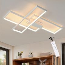 Gbly - Luz de Techo Regulable, 65x47x7.5cm, 3 Luces de Techo led Modernas Cuadradas Blancas con Mando a Distancia, 65W Acrílico Lámpara de Techo