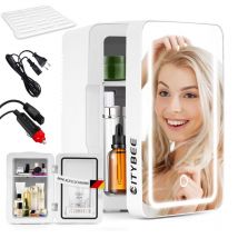 Gbly - Mini Kühlschrank Fridge 6L - Kühlschränke Klein 12V 230V Läuft Leise mit Spiegel&LED-Beleuchtung - Skincare Kühlschrank für Kosmetik