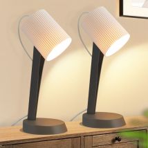 Nachttischlampe Wohnzimmer Tischlampe mit Kabel - Tischleuchte 2er Set Kleine E14 Lampe Dunkelgrau Tischlampen Moderne Landhausstil für Esstisch