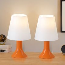 Nachttischlampe Wohnzimmer Tischleuchte mit Kabel - Tischlampe 2er Set Kleine Lampe E14 Tischlampen Orange Moderne Landhausstil für Esstisch