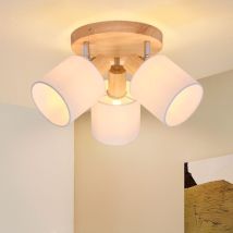 Gbly - Deckenstrahler 3 Flammig Rund Holz - led Deckenlampe Strahler Deckenleuchte E14 Spotleuchte Schenkbar 350° für Küche Wohnzimmer Schlamfzimmer