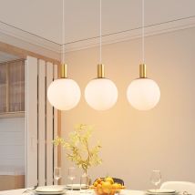 Gbly - Pendelleuchte Esstisch Hängeleuchte Glas - E27 Gold Hängelampe 3 Flammig Esstischlampe Hängend Höhenverstellbar Pendellampe Modern Für 