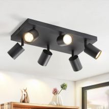 Gbly - plafoniera 6 spot regolabili, nero, spot da soffitto GU10, lampade orientabili a 330°, illuminazione interna, per soggiorno, camera da letto,