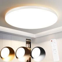 Plafoniera led Dimmerabile,ultrapiatta 28mm, piastra led integrata 30W, moderna lampada da soffitto a led con telecomando,IP44 impermeabile,per