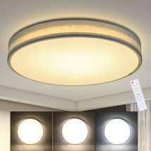 Plafoniera led grigio tessile, illuminazione a soffitto dal design moderno, rustico e sobrio, illuminazione per ufficio, rotonda Ø30cm, 2 prese E27,