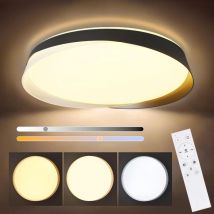 Plafoniera led - Lampada da Camera da Letto Dimmerabile Nera 36W Lampada da Soggiorno con Telecomando Moderna Rotonda per Camera da Letto per Cucina