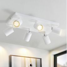 Plafonnier 6 spots orientables, blanc, spots plafond GU10 ,lampes pivotantes à 330°, éclairage intérieur, pour salon, chambre à coucher, cuisine,