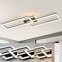 GBLY Plafonnier Dimmable, 80x25.5x7.5cm,3 Plafond Éclairage de modernes carrés avec télécommande,56W Noir Eclairage encastré , Plafond Luminaires