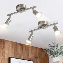 Plafonnier led 2 spots pivotants & orientables , GU10 , Spot plafond , Chrome , Moderne , éclairage intérieur plafond led cuisine chambre salon ,