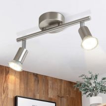 Plafonnier led 2 spots pivotants & orientables , GU10 , Spot plafond , Chrome , Moderne , éclairage intérieur plafond led cuisine chambre salon ,