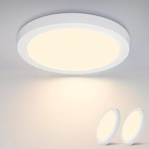 Plafonnier led 2ER,Lampe de Couloir Ronde 18W - Plafonnier led Plat 3000K Lampe de Salle de Bain Moderne Blanc IP44 Etanche Blanc Chaud Ø23CM pour