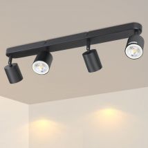 Plafonnier led 4 Spots de Plafond Noir - Plafonnier Salon Spot Orientable à 350° Spots de Plafond GU10 Éclairage pour Couloir Chambre Cuisine Salle à