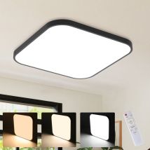 Plafonnier led - Lampe de Plafond Noir led 27 cm Lampe de Cuisine dimmable avec télécommande éclairage de Plafond de Salle de Bain Lampe de Salle de